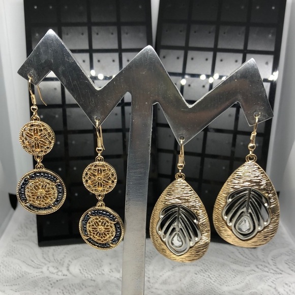 Bundle lot 2 boho style statement earrings - Picture 1 of 7